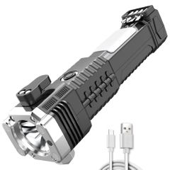 Flashlight  Self Defense  Torch USB Rechargeable IPX6 Waterproof Torch Breaker Outdoor Emergency Torch Black 1 3W