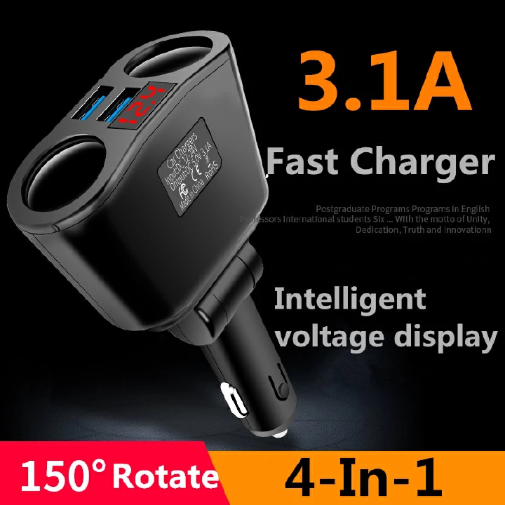 3.1A Dual USB Car Cigarette Lighter 2 Port LED Display Fast Charger Power Adapter Socket Splitter Plug For iPhone 13 12 11