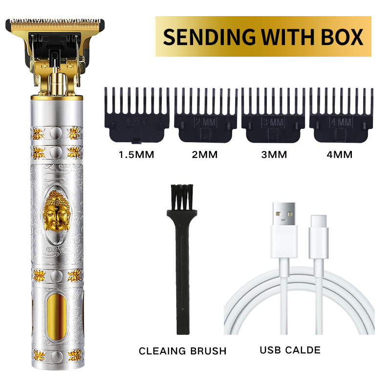 Barber men's beard razor barber T9 retro oil head electric push scissors carving push Scissors Barber set professional electric barber pusher