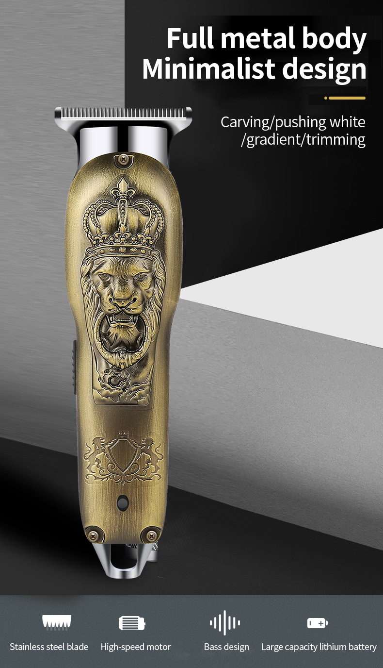 Barber metal retro oil head electric push scissors hair salon carving gradient electric push barber household barber scissors charging