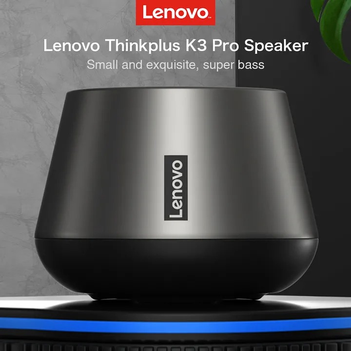 Lenovo Thinkplus K3 Pro Wireless Speaker BT 5.0 True Wireless Stereo Music Player with Microphone HD Calls Stereo Sound Speaker Black as picture