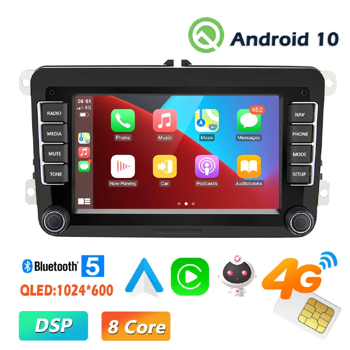 Car video player 2 DIN Android car radio GPS 4G WiFi DSP Carplay suitable for all kinds of cars