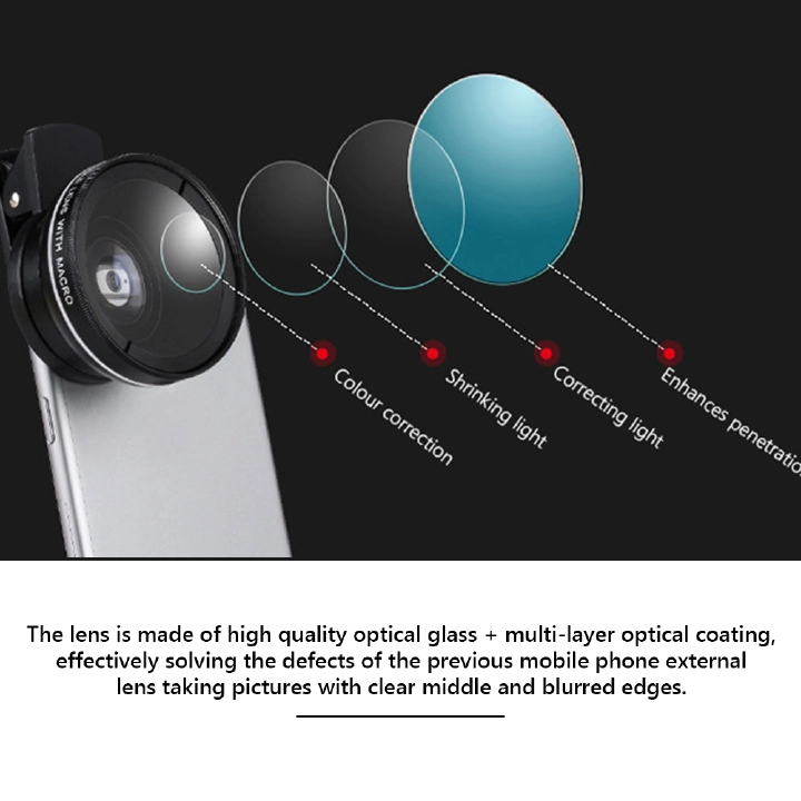 2 in 1 49uv Wide Angle Micro Camera Lens for iOS Android 0.45x Macro Lens HD Smartphone Lens