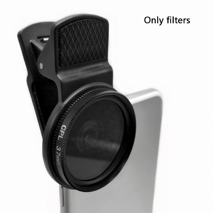 37mm Black Round Camera Accessory CPL Universal Filter Belt Clip Portable Polarizer Professional Wide Angle Lens Cell Phone