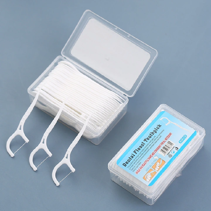 50 floss sticks, toothpicks, interdental cleaning sticks, brushing, flossing, oral hygiene