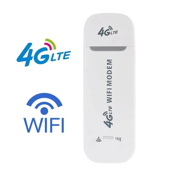 Portable 4G LTE Car WIFI Router Hotspot 100Mbps Wireless USB Dongle Mobile Broadband Modem SIM Card Unlocked White as picture