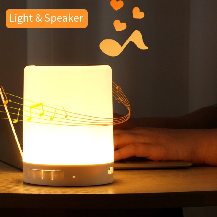 Wireless Portable Bluetooth Speaker Mini Player Touch Pat Light Colorful LED Night Light Bedside Table Lamp for Better Sleeps