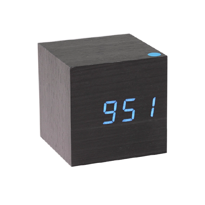 Wooden LED Alarm Clock Temperature Electronic Clock Sounds Control Digital LED Display Desktop Calendar Table Clock High Quality