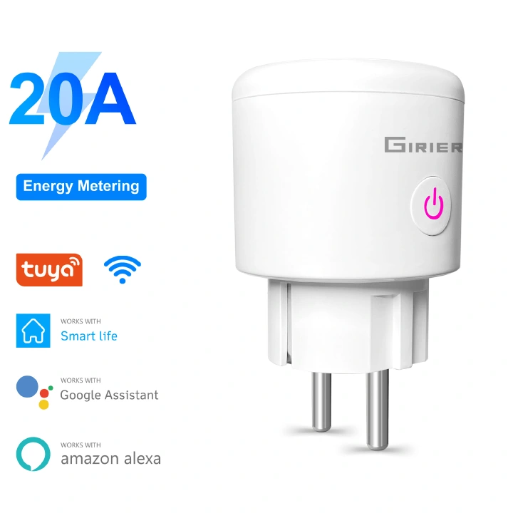 20A Tuya Wifi Smart Plug EU with Power Monitor Function Smart Life App Remote Control Socket Outlet Works with Alexa Google Home