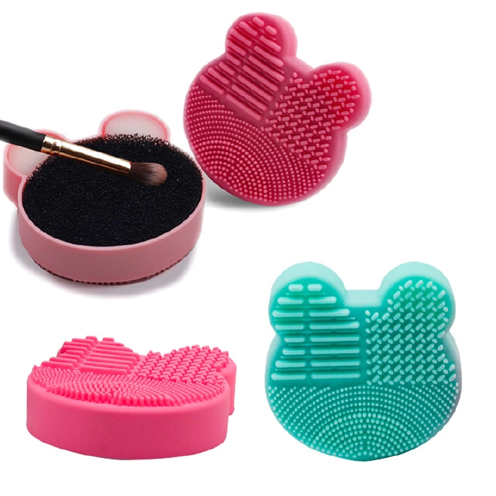 Makeup Brush Cleaner Washing Brush Pad Cleaning Mat Cosmetic Brush Cleaner Universal Make up Tool Scrubber Box