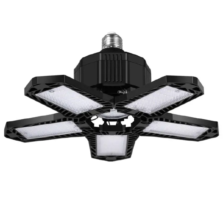 Five-leaf Folding LED Garage Bulb Outdoor Lighting Fan Blade Deformation Garage Chandelier No Dead Angle Adjustable Ceiling Light