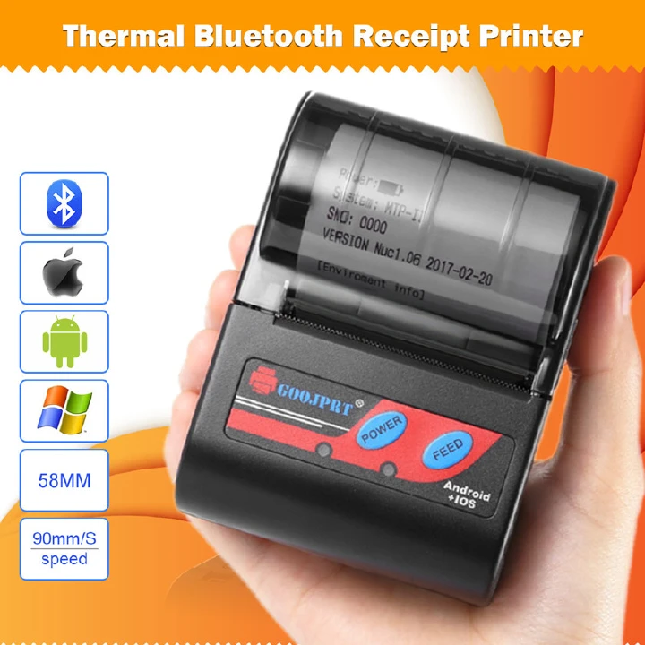 Mini Thermal Printer Portable 2 inch Wireless USB Receipt Bill Ticket Printer Compatible with iOS Android Windows