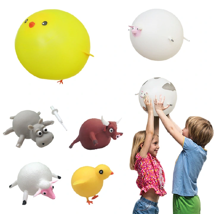 Kids Blowing Animals Inflate Vent Balls Anti Stress Hand Balloon Party Games Toys for Children Gift