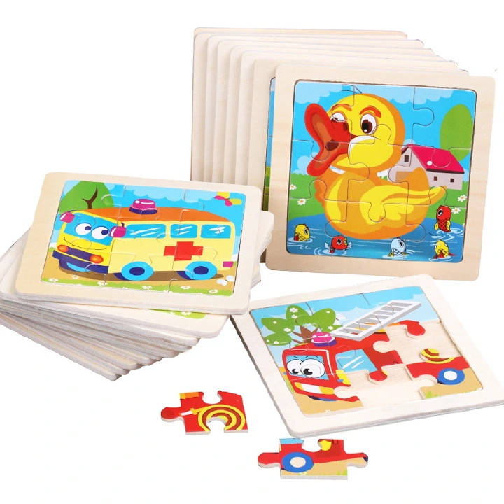 Kids Wooden Puzzle Cartoon Animal Traffic Tangram Wood Puzzle Toys Educational Jigsaw Toys for Children GiftS