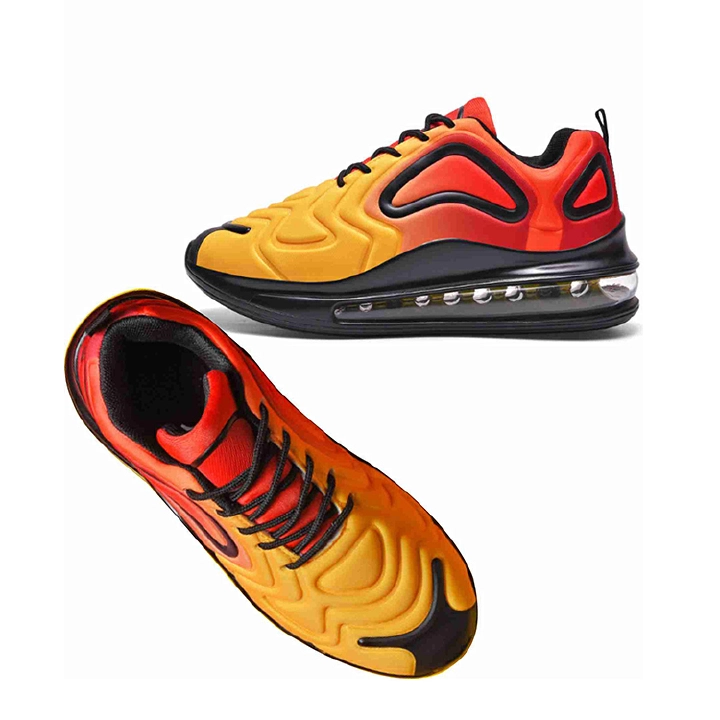 Large size men's shoes, full palm air cushion breathable flying woven casual running shoes, trendy personalized outdoor sports shoes, men's sports shoes