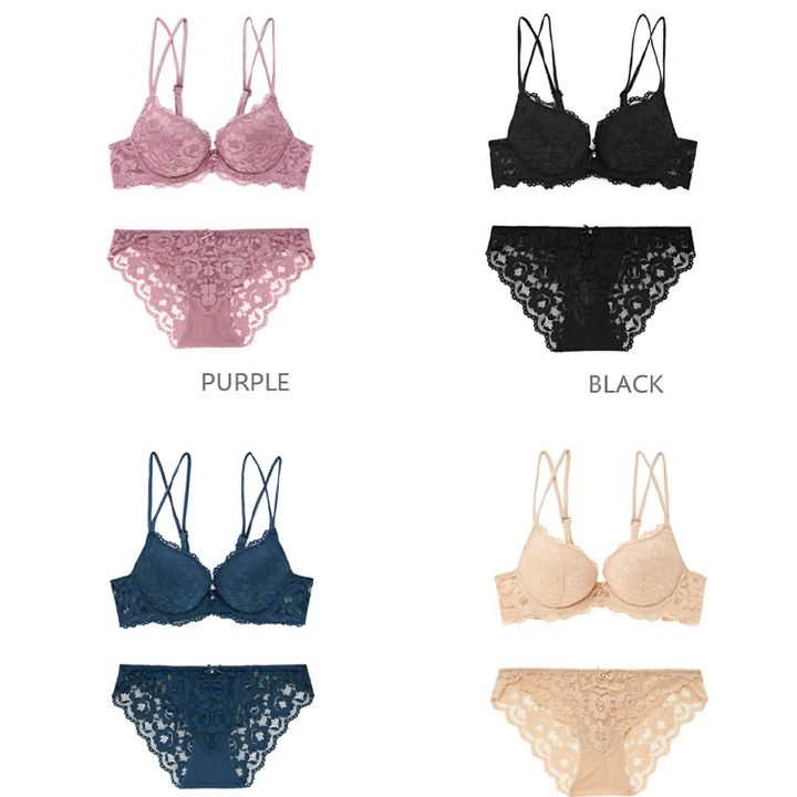 New French Lace Sexy Ladies Underwear Gathering Comfortable Bra Set Thickening Small Breasts Bigger Bras