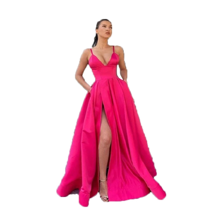 Evening Dresses,Tube Top Slit Evening Dress, Host Women's Dress Dress, Long Dress, Women's Sexy One-shoulder Sleeveless Large Skirt Dress With Slit Dress