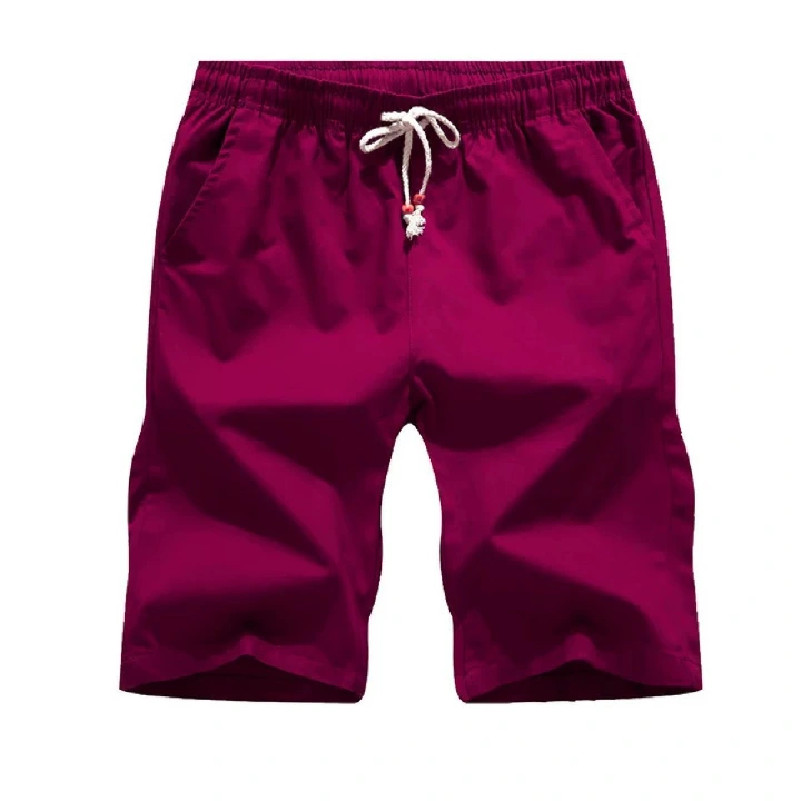 Summer Men's Casual Shorts, Youth Spot Cotton Mid Waist Straight Casual Solid Color European and American Men's Pants, Men's Cotton Shorts