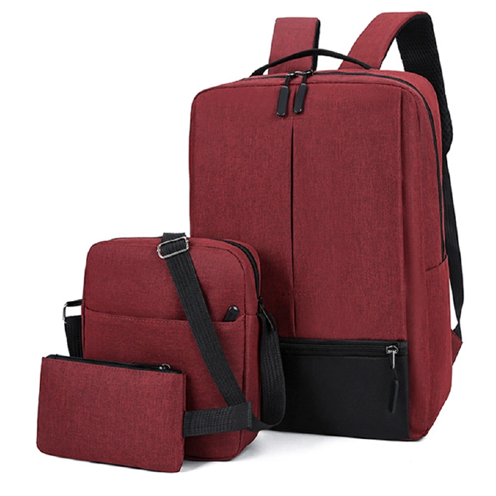 3 Pieces Men/Women Backpacks New Fashion Bag Casual Wild Shoulder Bag For Package Bags Backpack blue (Backpack + Shoulder Bag + Small Handbag)