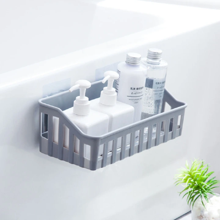 Non-Marking Plastic Wall-Mounted Storage Basket, Toilet Storage Rack,Kitchen Storage Rack,Kitchen Organizer