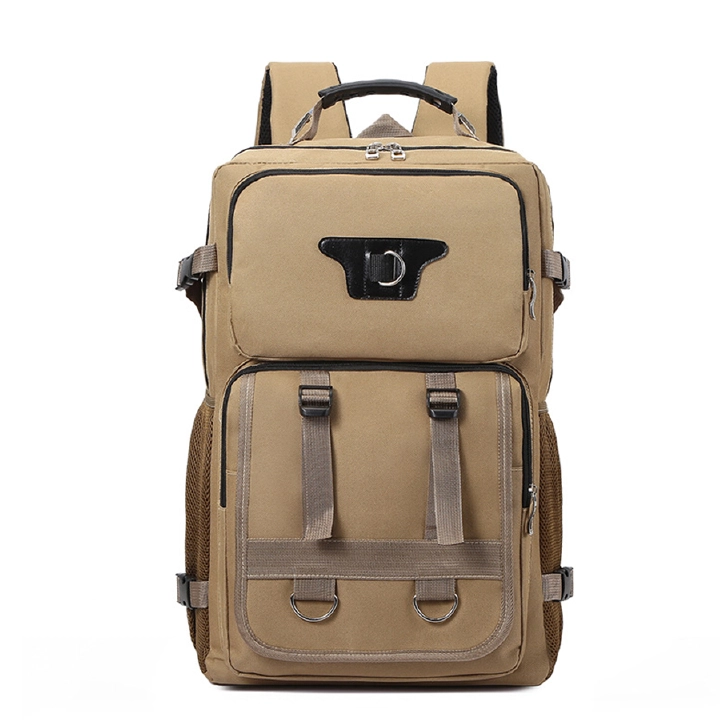 Cross-border New Personality Tide Men's Functional Multi-canvas Shoulder Bag Large Capacity Outdoor Breathable Wear-resistant Travel Backpack