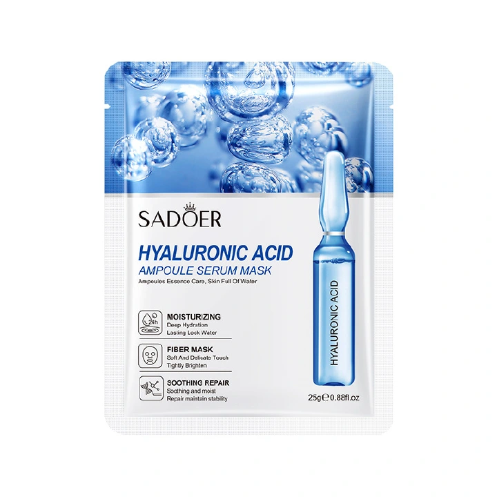 5 Pcs Hyaluronic Acid Ampoule Essence Mask Hydrating Moisturising Repairing Pore Shrinking Mask Cleanser Facial Mask