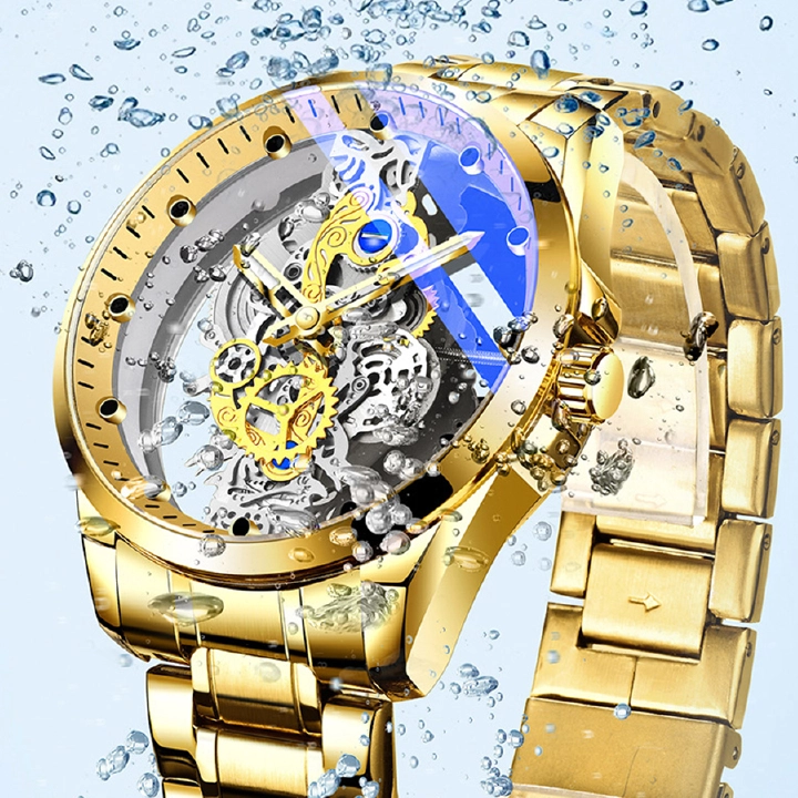 This Is A Quartz Watch, Not a Mechanical Watch.  Double-sided Transparent Skeleton Automatic Watches Men's Watches Men's Waterproof Luminous Quartz watches