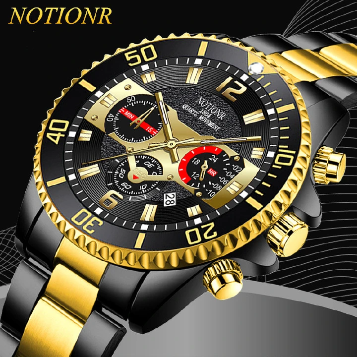 High grade waterproof quartz watches for men luminous calendar watche men's stainless steel watchs