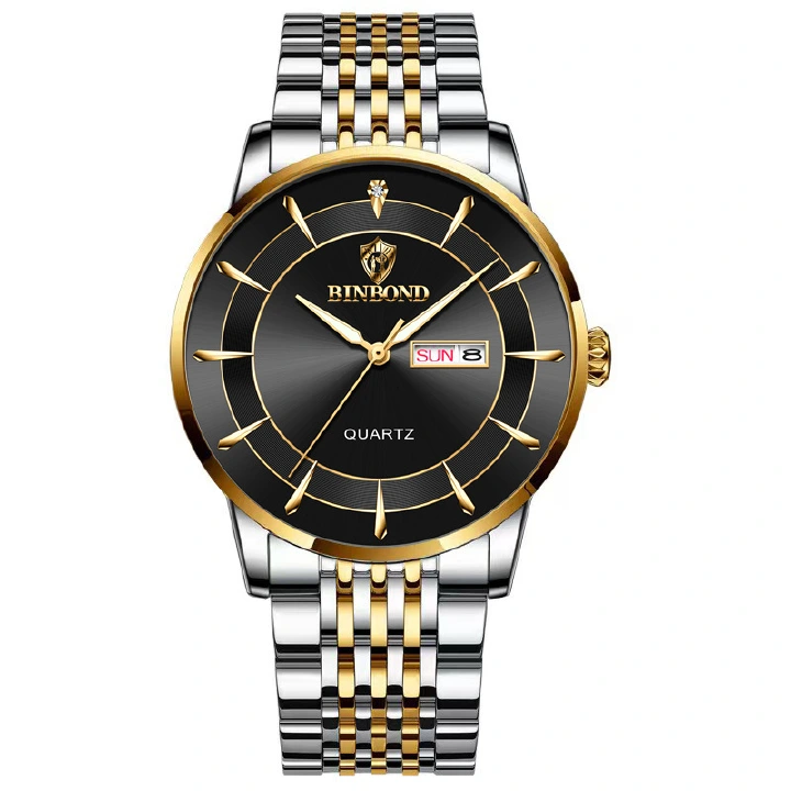Binbond Brand Leisure Waterproof Quartz Men's Watches Luminous Fashion Butterfly Buckle Steel Band Watche For Men