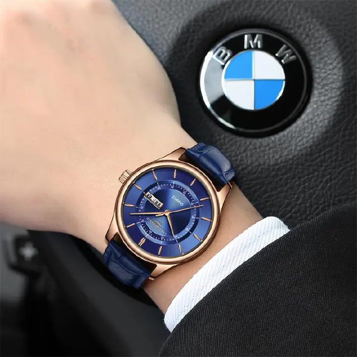 ONTHEEDGE Brand Men's Watches Business Round Quartz Watchs Waterproof Belt Watchs Mechanical Fashion Accessories Watch For Men