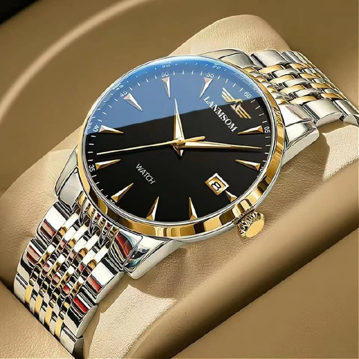 LANMSOM Brand Genuine Watches For Men Waterproof Business Fine Steel Band Quartz Men's Watch Glow in the Dark Waterproof Fashion Watchs