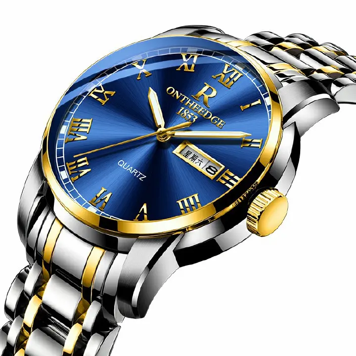 Popular refined steel band watch for men and women authentic quartz watches three needle business non mechanical watch waterproof luminous double calendar watch lovers gift