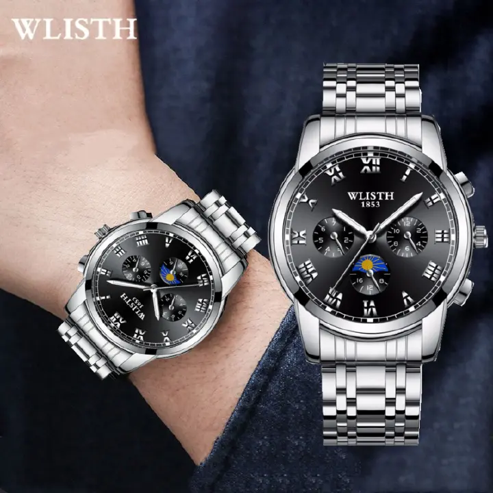 WLISTH Brand New Steel Band Business Waterproof Men's Watches Fashion Glow Wrist Watceh Quartz Watchs