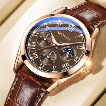 Fashion Leather Watches For Men And Women Retro Watch Non-Mechanical Quartz Business Watches Male Female Wrist Watch BrownBrown