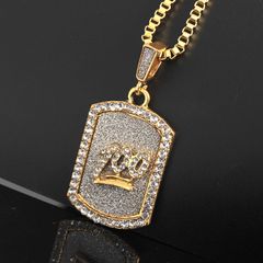 Hip Hop Charm Pendants Rock For Men Jewelry Gift Number 100 Points Iced Out Bling Chains Gold Alloy Dog Tag Necklace  Pendants Gold one size