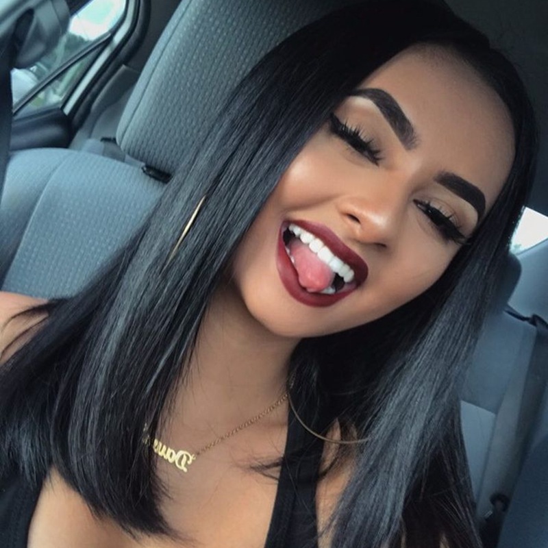 Fashion Wig women  long straight hair clavicular hair medium long hair girl Wigs