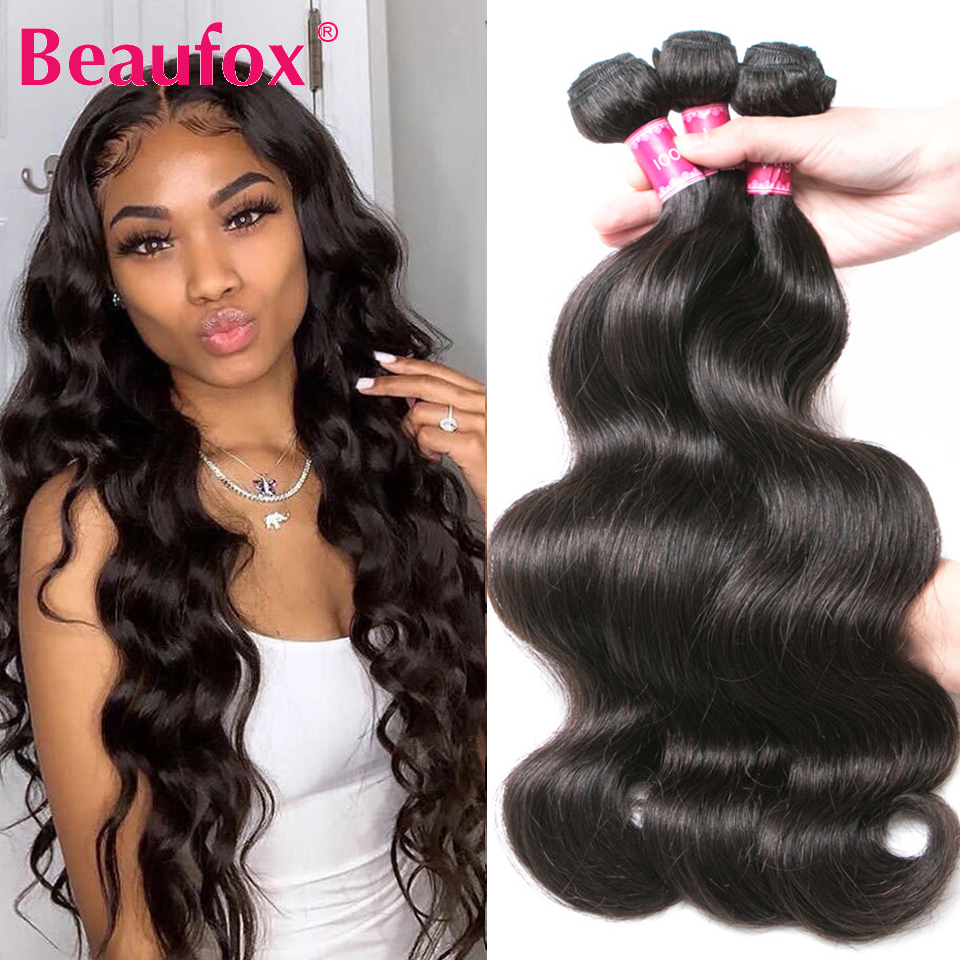 Beaufox  Wave Bundles Brazilian Hair Weave  Hair Bundles Natural /Jet Black wigs women