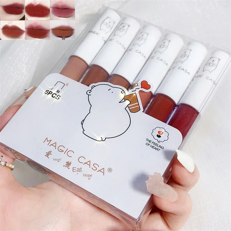 6pc suit Clear Fashion 6ml Crystal Jelly Moisturizing Lip Oil Plumping Lip Gloss Sexy Plump Lip Glow Oil Tinted Lip Plumper Lips Makeup Fast delivery within 1-5 days