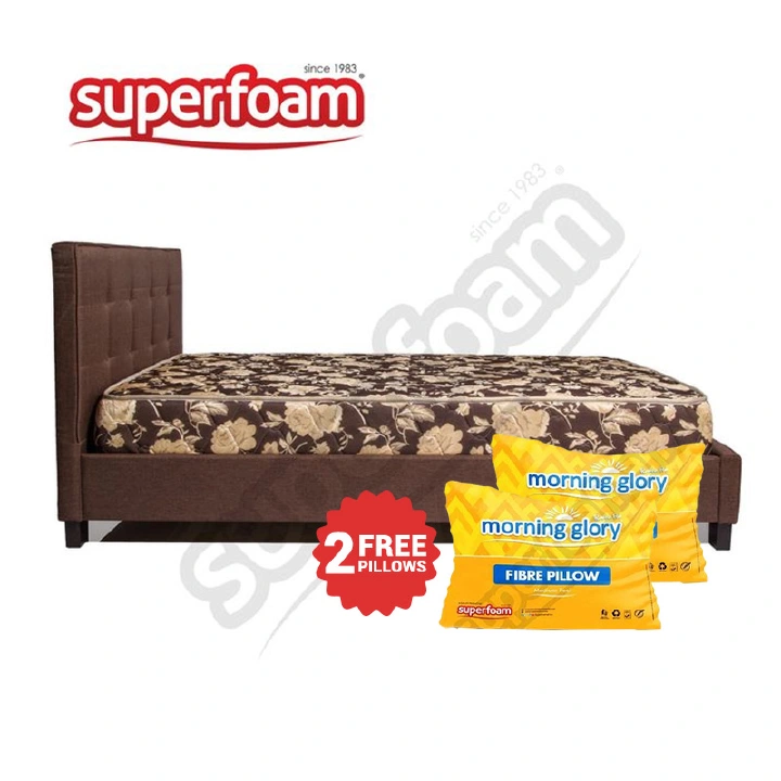 (LIMITED OFFER) Superfoam morning glory medium quilted home living bed mattress brown with flowers home and kitchen furniture bedroom furniture matresses box springs