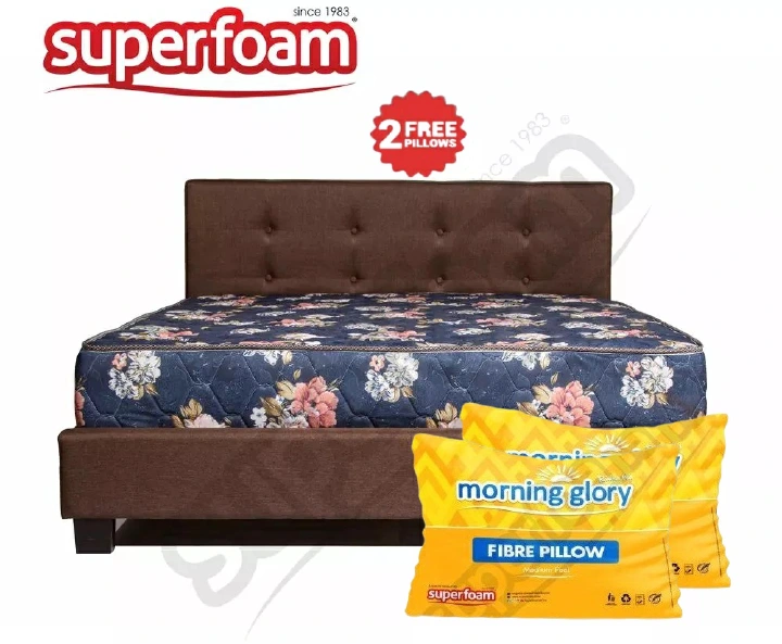 Superfoam morning glory home and living bed mattress medium quilted blue with multicolored flowers home  and kitchen furniture bedroom furniture mattresses box springs