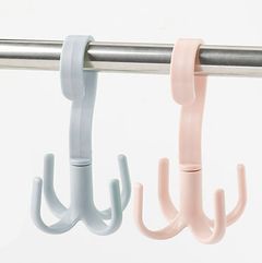 2pcs Multi-Function 360 Degrees Rotate Four Claws Hooks Dry Home Storage & Organization 2Pcs(Pink+Blue) one size
