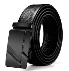 Men Belts Automatic Buckle Belt Genune Leather High Quality Belts For Men Leather Strap Casual Buises for Jeans Black Adjustable size
