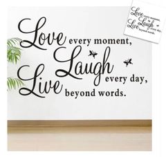 live every moment laugh every day love beyond words wall stickers home decoration living bedroom diy decals mural arts Black as picture