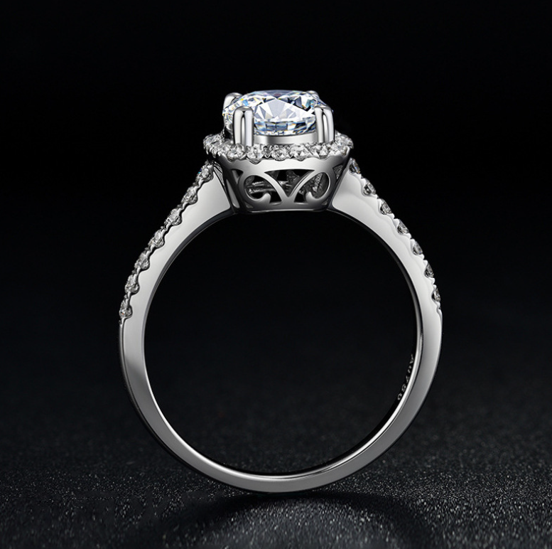 Hot Selling Classic Square Pack Moissanite Ring Diamond Jewelry Ladies Classic Wedding Engagement Ring Gift Silver Adjustable Platinum Brand MMSHOP FREE SIZE