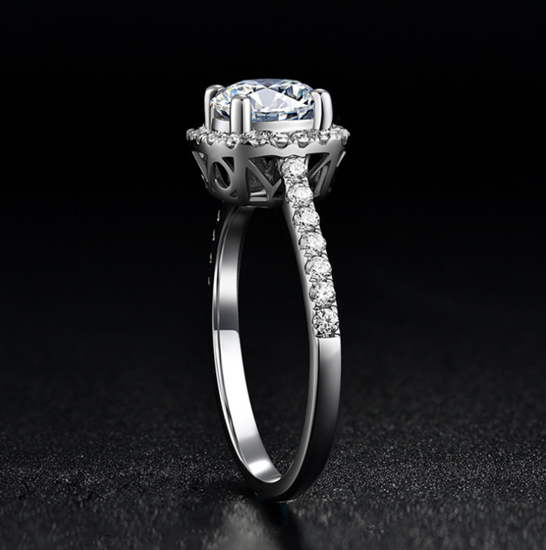 Hot Selling Classic Square Pack Moissanite Ring Diamond Jewelry Ladies Classic Wedding Engagement Ring Gift Silver Adjustable Platinum Brand MMSHOP FREE SIZE