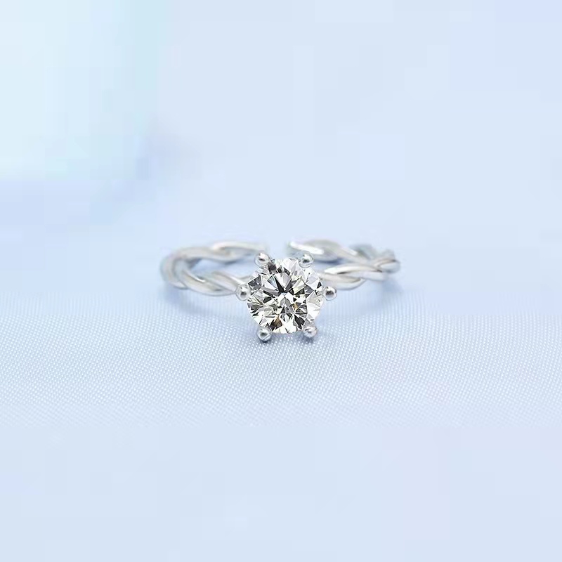 Amazon Hot Sale Fashion Classic Style Six Prong Large Diamond Jewelry Women's Classic Wedding Engagement Ring Gift Silver White Gold Free Size Brand MM