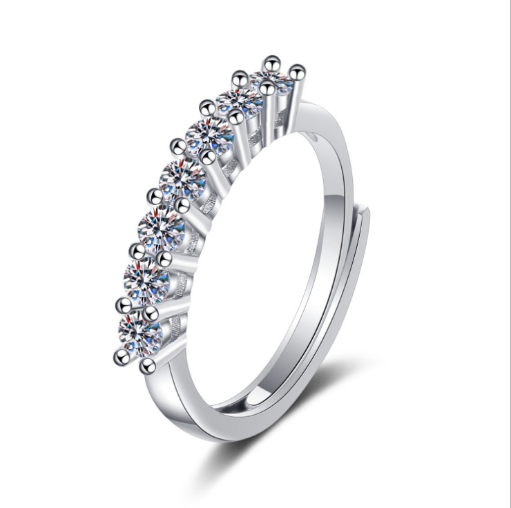 Amazon Hot Sale Fashion Classic Style Six Prong Large Diamond Jewelry Women's Classic Wedding Engagement Ring Gift Silver White Gold Free Size Brand MM