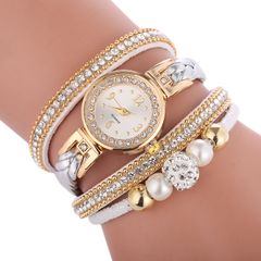 Hot sale 4pcs set of fashion ladies personality diamond bracelet bracelet watch MMSHOP White FREE SIZE