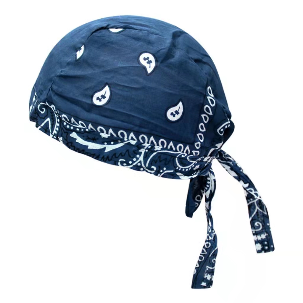 New European and American outdoor riding pirate hat cotton print multicolor hip-hop headscarf black rapper hat durag Brand MM