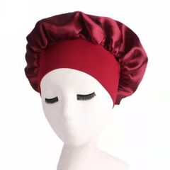 Satin Headscarf Hat Sleeping Bonnet Hair Wrap Silk Cap Fashion Head Scarf Headwear Night Sleep Hat Brand MM Red
